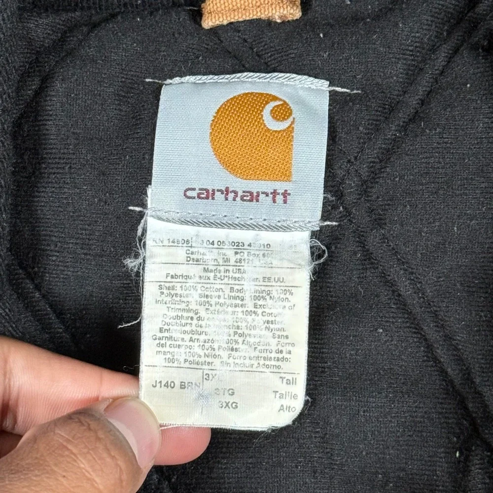 Vintage USA Made Carhartt J140 Active Jacket Brown Duck Canvas 3XL Tall